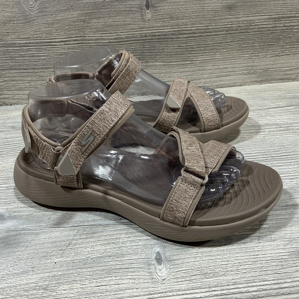 Skechers Go Golf 600 Sandals Womens 9 Strappy Comfort Hook & Loop Taupe SN17015